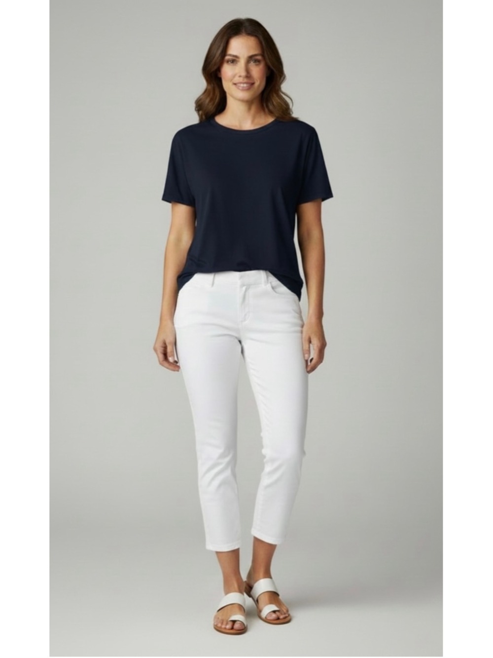 White House Black Market Slim Ankle Pants Ecru White Size 2 Stretch WHBM